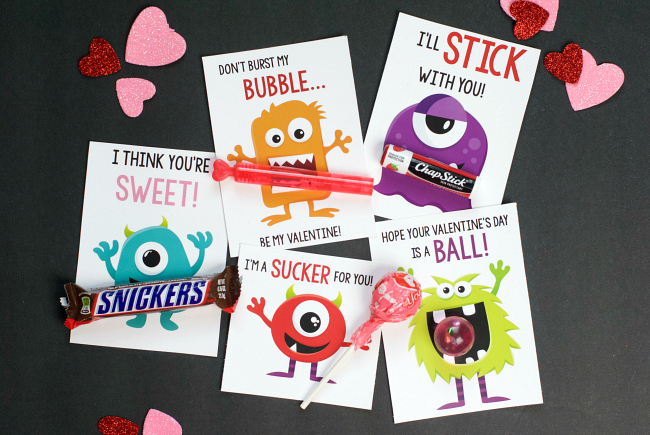 Cute Free Printable Monster Valentines