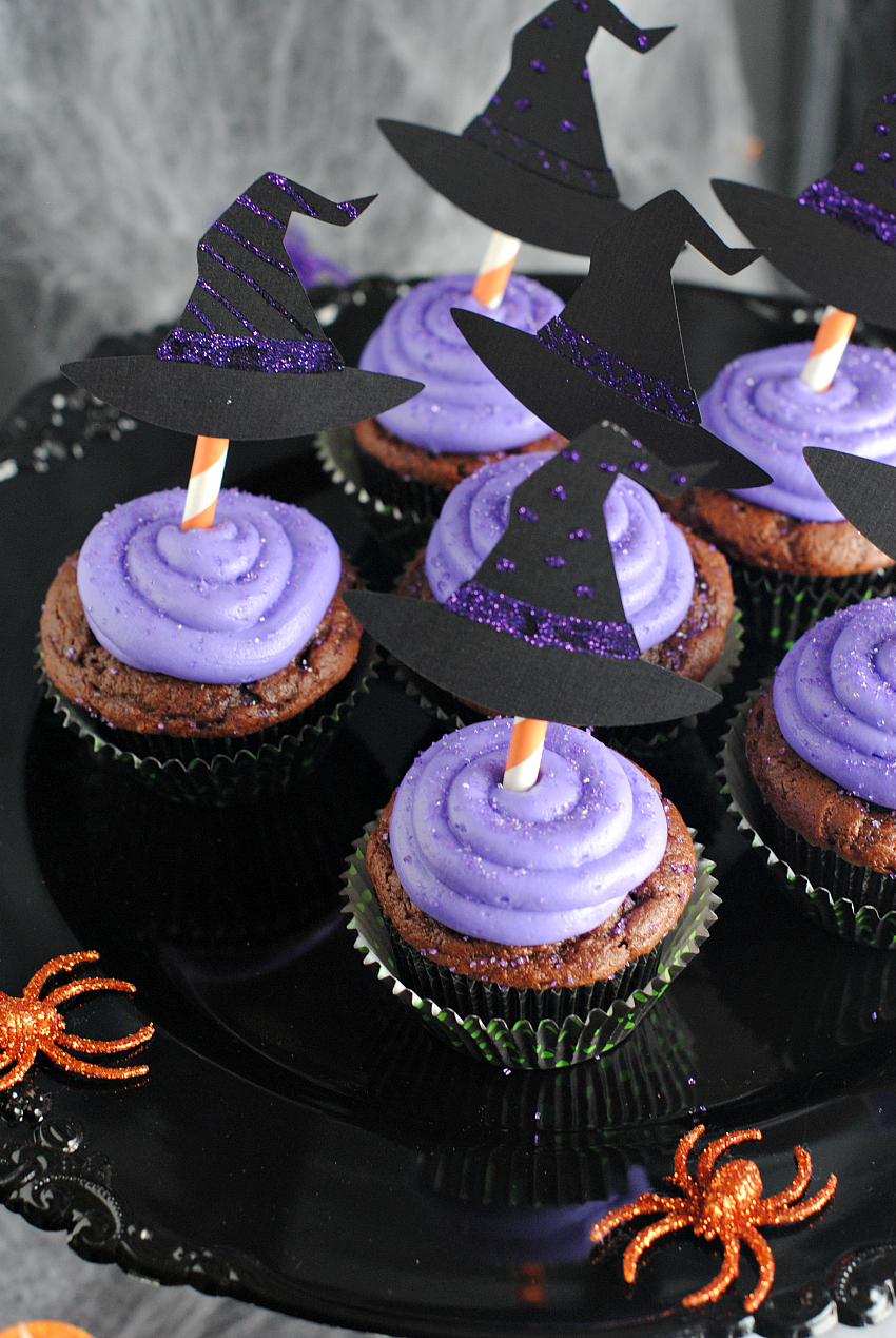Witch Cupcakes with Halloween Cupcake Toppers