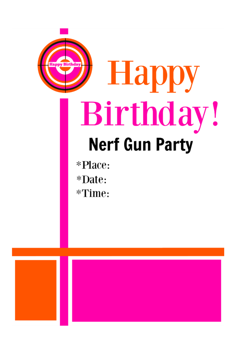 Nerf Gun Birthday Party Invitations