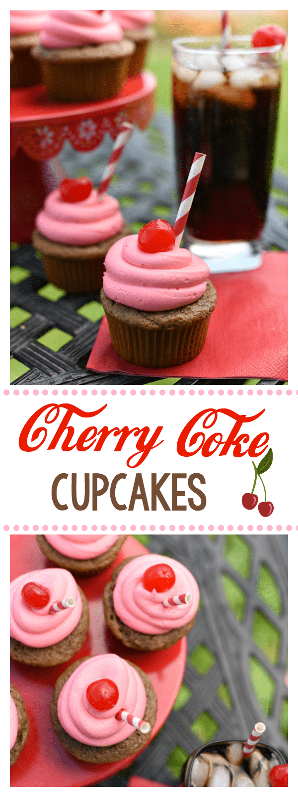 Cherry Coke Cupcakes. Learn how to make this easy cupcake recipe. So tasty and so fun for any occasion. #easycupcakerecipe #cherrycokecupcakes #cupcakerecipe #cupcakes