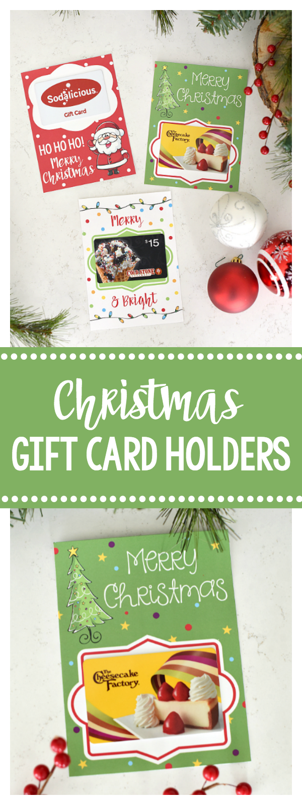 Printable Christmas Gift Card Holders-All you've got to do is add the gift card to these cute printable gift card holders and you've got a great Christmas gift for a friend, teacher or anyone! #christmas #christmasgifts #neighborgifts