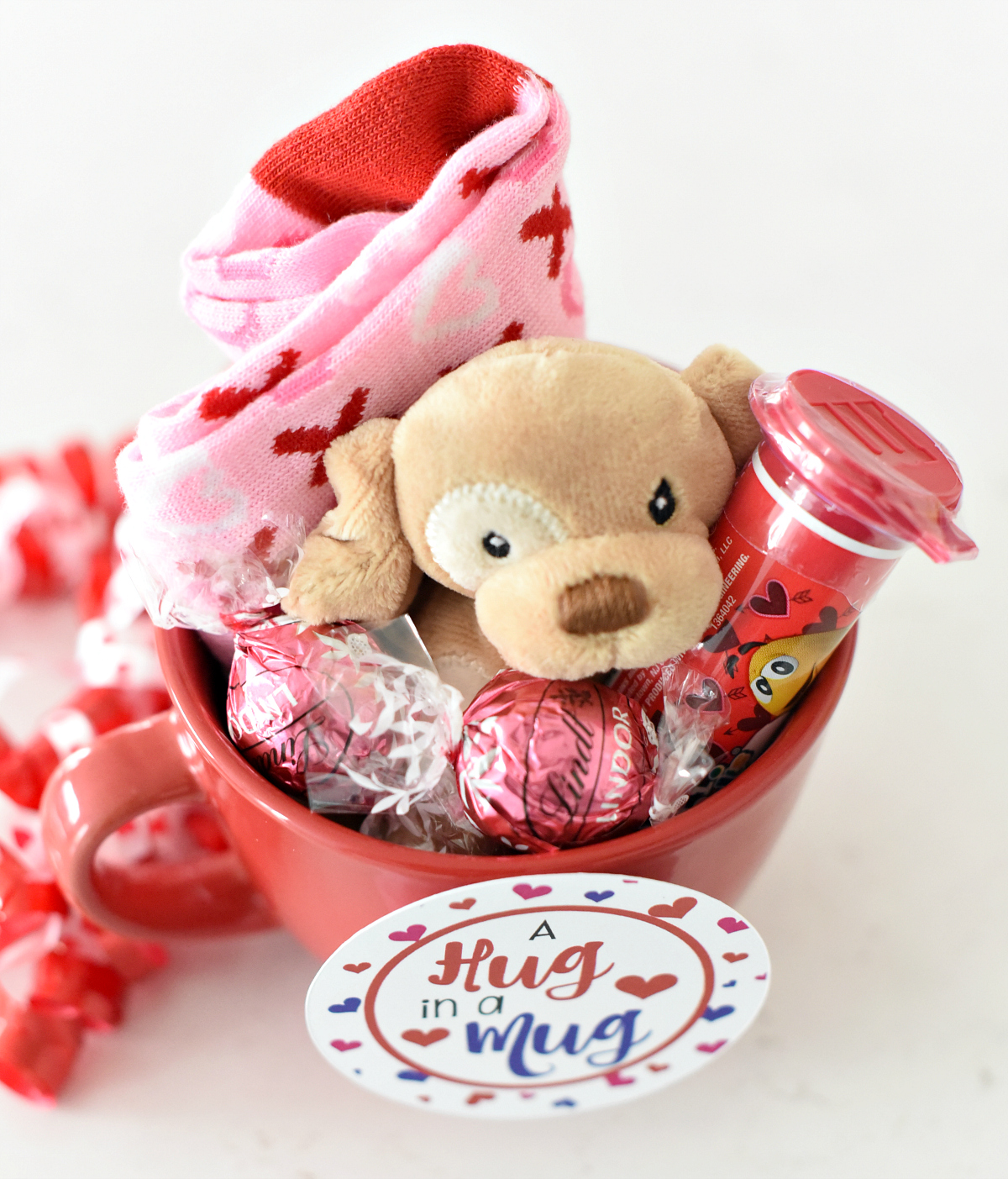 Valentine Gift / Teddy Bear & Chocolates Valentine's Day Gift Basket by