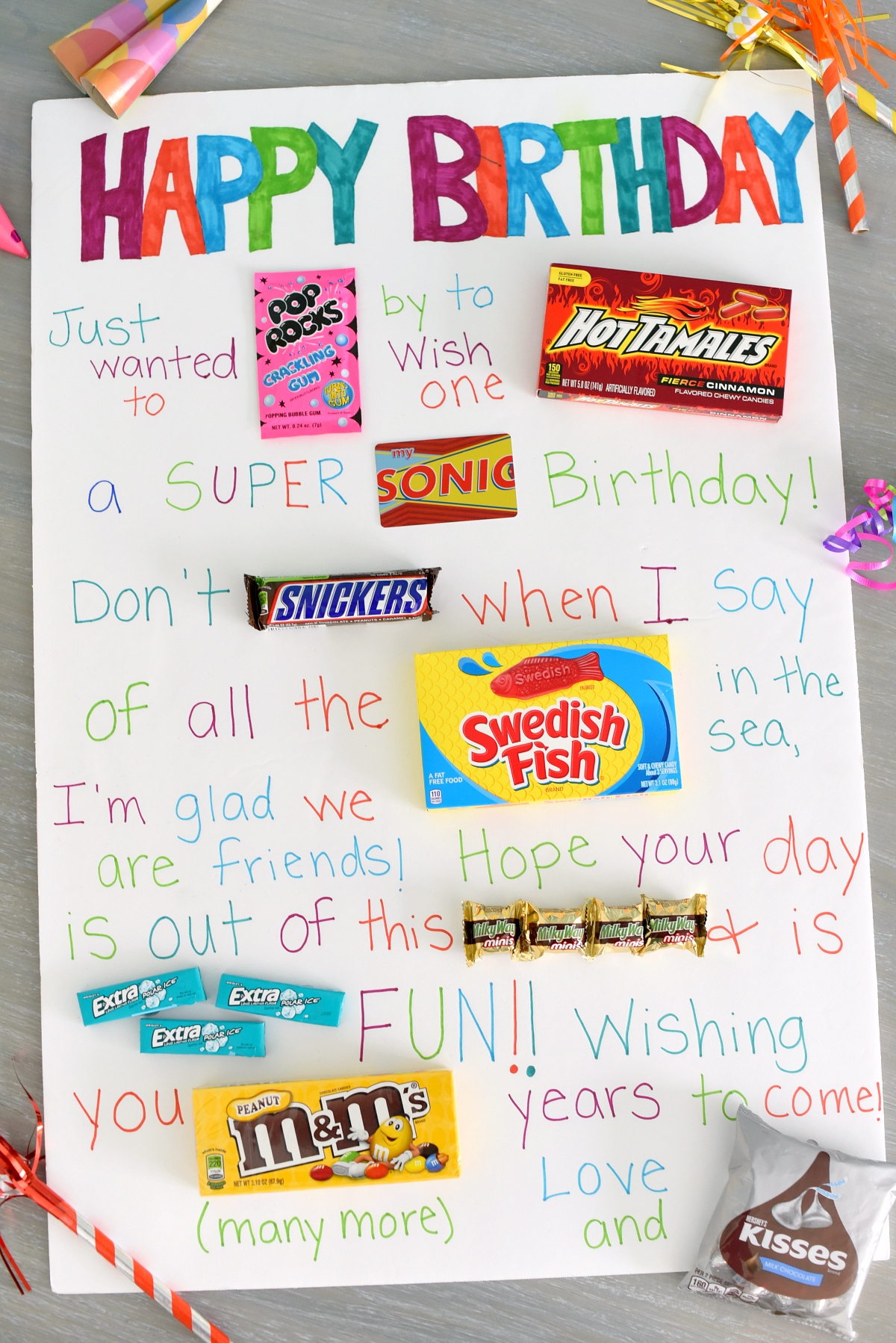 Fun Simple Candy Poster For Friend s Birthday Fun Squared