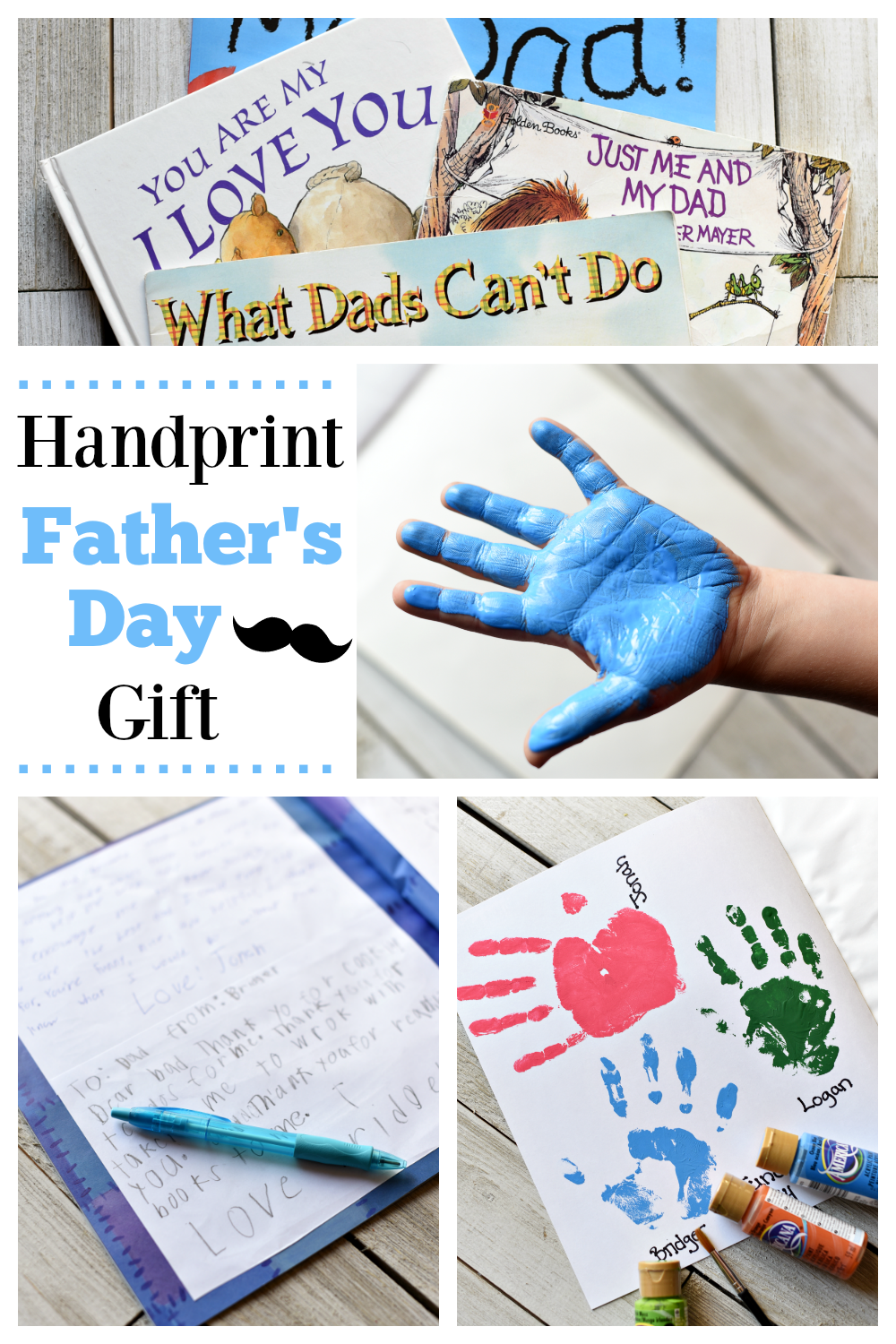 Handprint Father's Day Gifts- Give dad a simple and fun gift this Father's Day! This handprint gift idea is perfect for dad. #Father'sday #Father'sDaygift #Dadgifts #handprintgifts