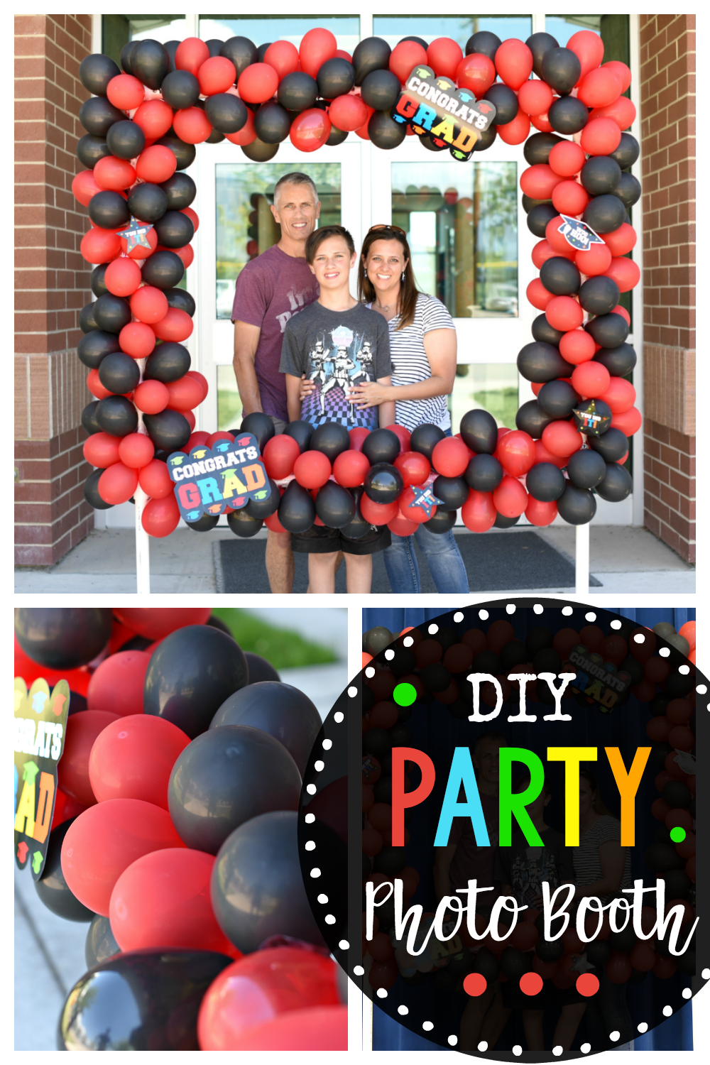 DIY Party Photo Booth-This balloon photo booth is perfect for any party or special occasion! Graduation, birthdays, weddings or any fun event. Create this photo booth with these step by step instructions and cover it with balloons for the best photo booth ever! #party #partydecor #partydecorations #partyideas #graduation #photobooth