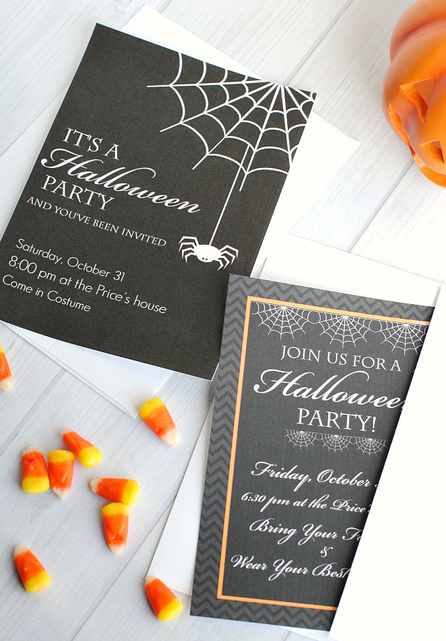 Cute Printable Halloween Invitations for your next Halloween party! Just personalize and print. #Halloween