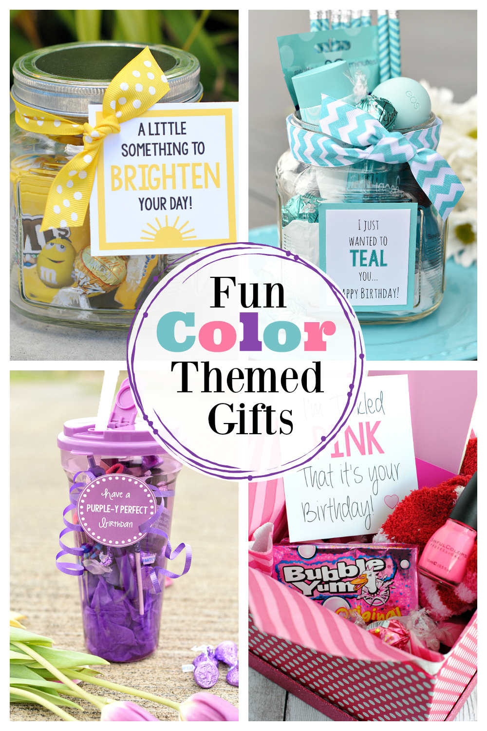 Have fun giving color themed gifts! We have so many fun gift ideas for you, all inspired by a different color. So many simple gift ideas, it's hard to know where to start. #gifts #colorgiftideas #fungifts #fungiftideas #birthdaygifts