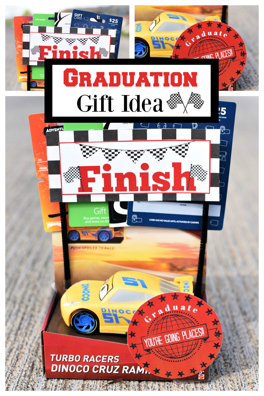 Fun and simple DIY graduation gift idea! If you have a graduate we have the perfect graduation gift. It's a fun way to give gift cards, any graduate will love it. #graduationgift #fungraduationidea #gifts #graduate 
