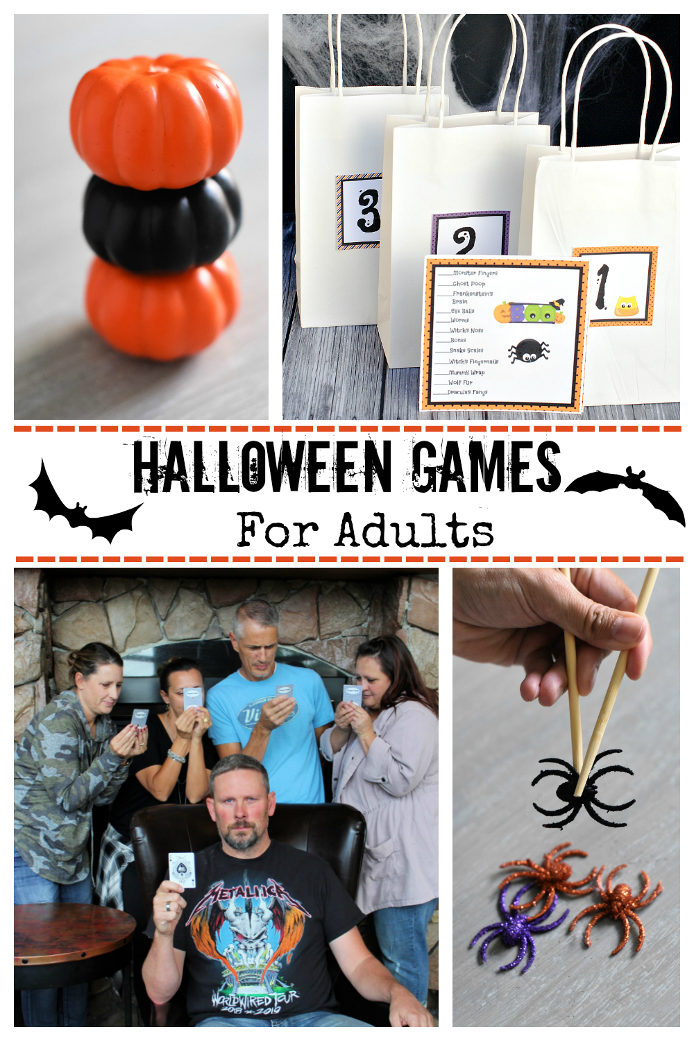 Fun Halloween Games for Adults. These Halloween games are perfect for your next Halloween party! Fun, simple Halloween games. #Halloweengames #AdultHalloweengames #fungames #funHalloweengames