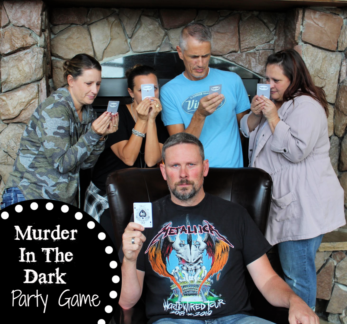 Fun Murder in the Dark party game. Play this game at your next party, it's such fun and so simple to put together. #partygame #murderinthedarkgame #fungames #funpartygames