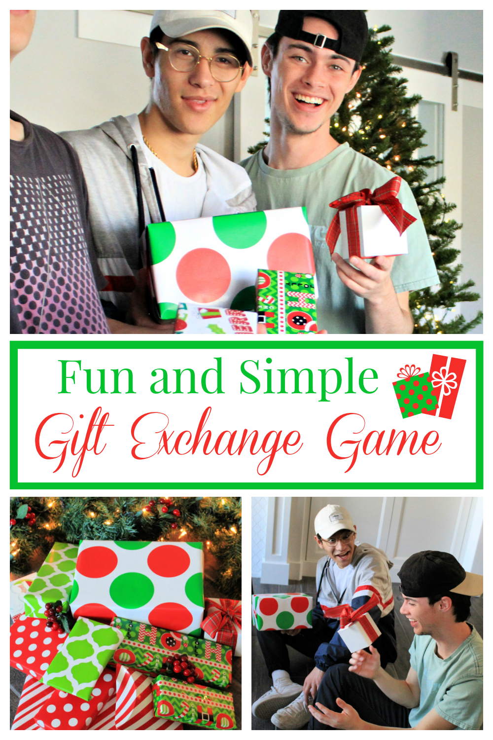 Fun and Simple Gift Exchange Game. Perfect game to play at your next Christmas party. Fun Christmas party games for all ages. #Christmaspartygame #giftexchangegame #giftexchange #partygame #games