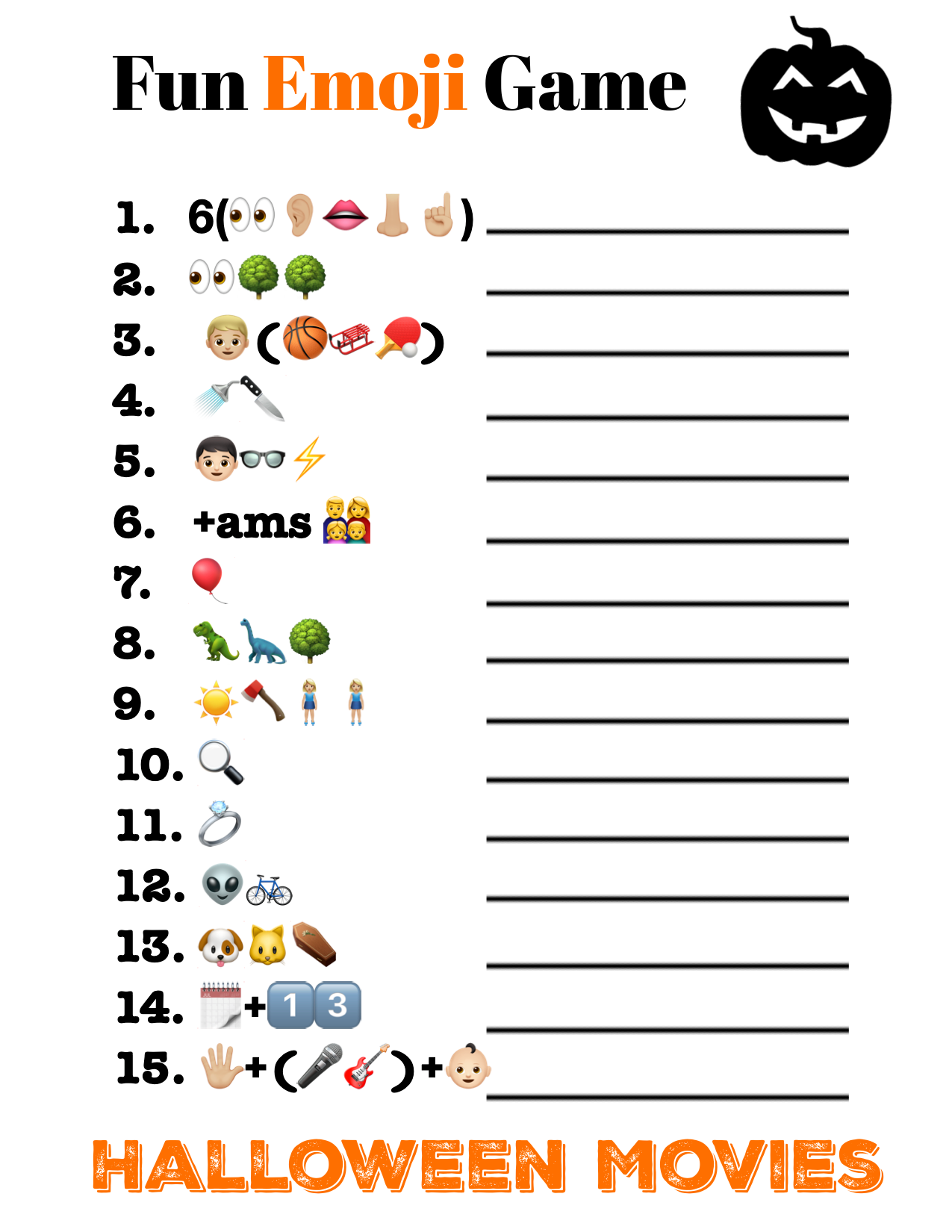 Printable Halloween Emoji Game