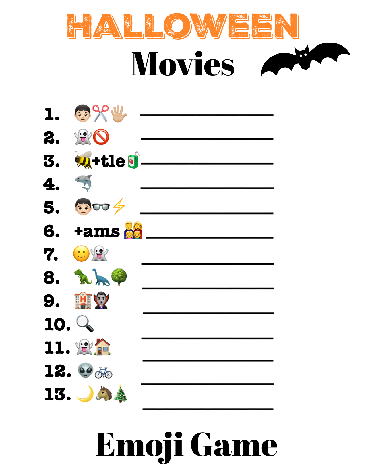 Printable Halloween Emoji Game