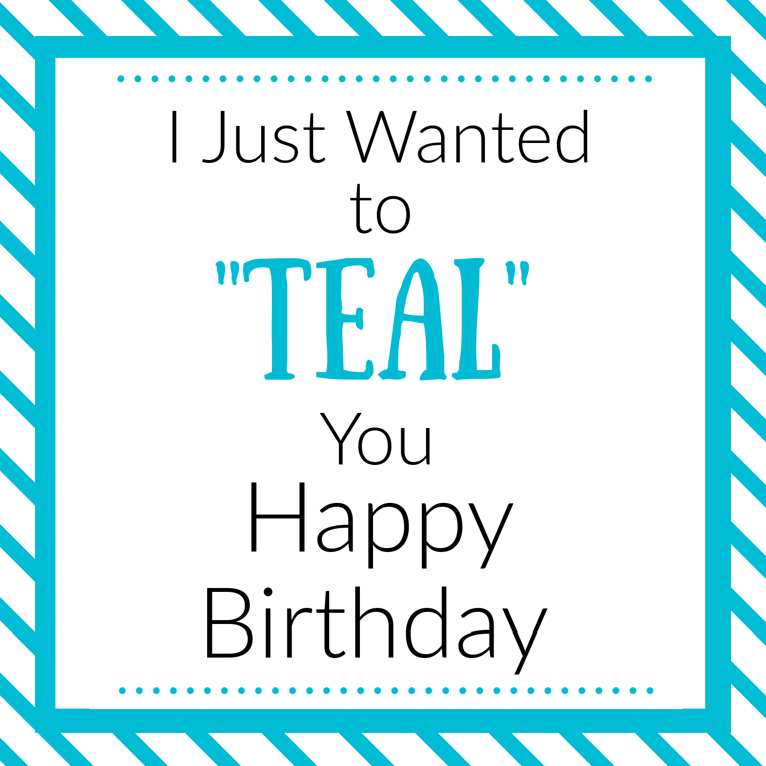 Teal Themed Birthday Gift Tag