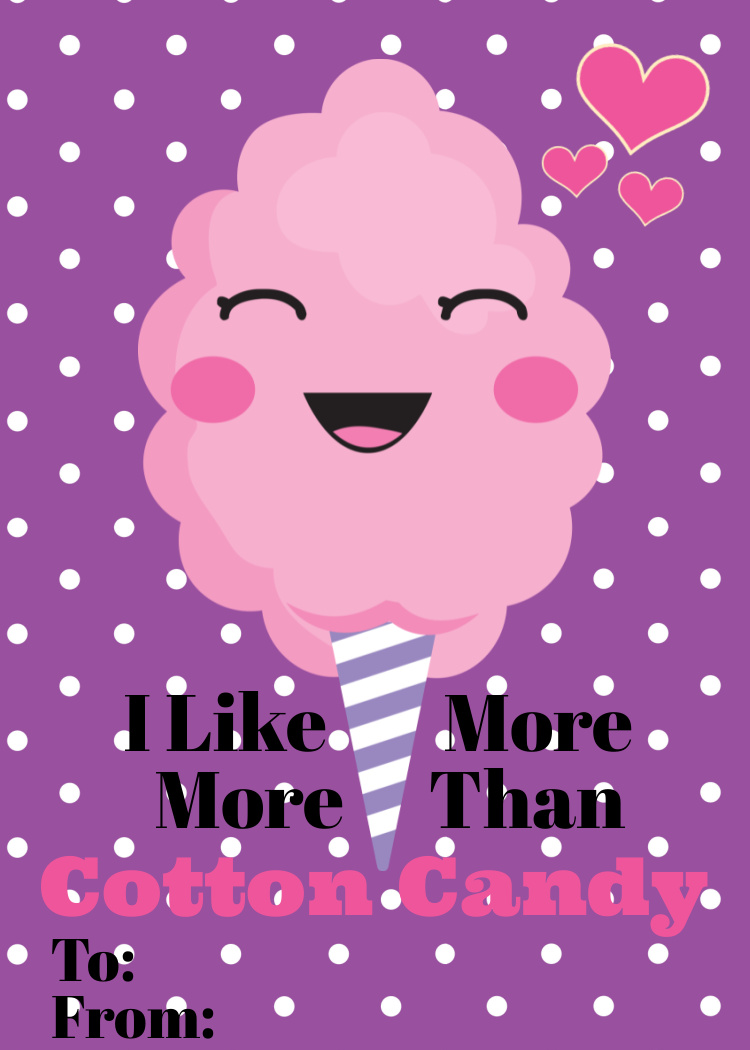 PRINTABLE Cute Cotton Candy Valentines Set of 4 You Are so Sweet Instant  Download Cotton Candy Treat Tags Kid's Class Valentines 