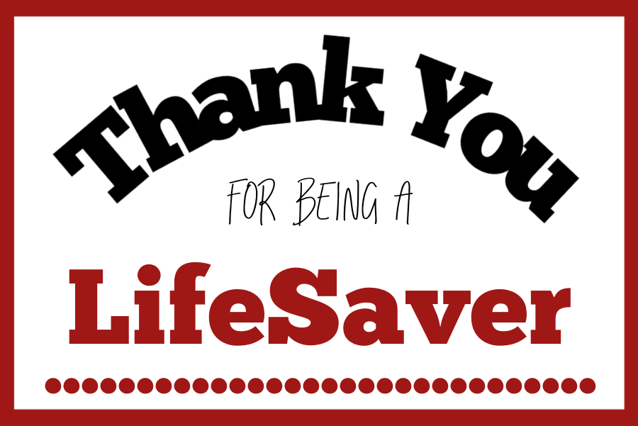 Lifesaver Thank You Tag